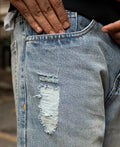 Blue baggy jeans in cotton