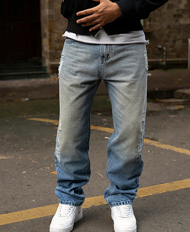 Blue baggy jeans for men