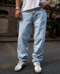 Blue baggy jeans in cotton
