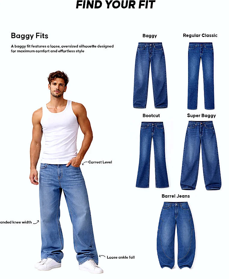 Mid Blue Baggy Fit Jeans