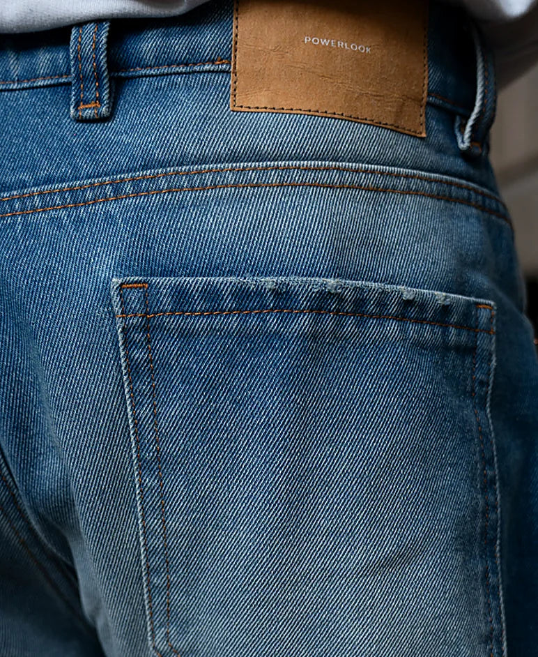 Mid Blue Distressed Baggy Jeans