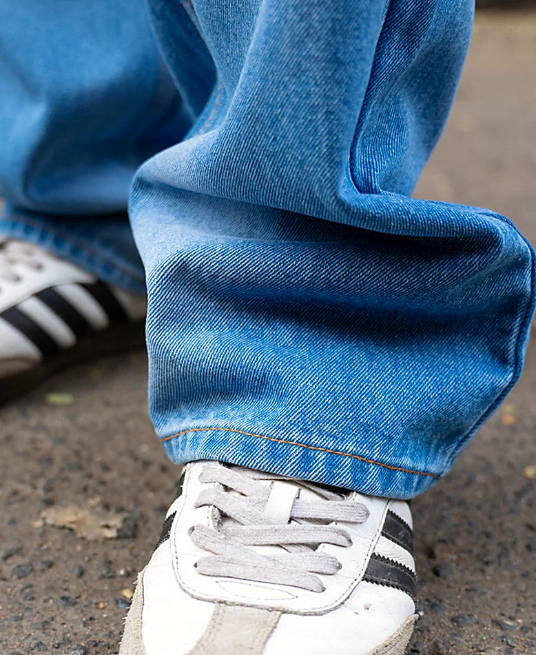 Mid Blue Washed Baggy Fit Jeans