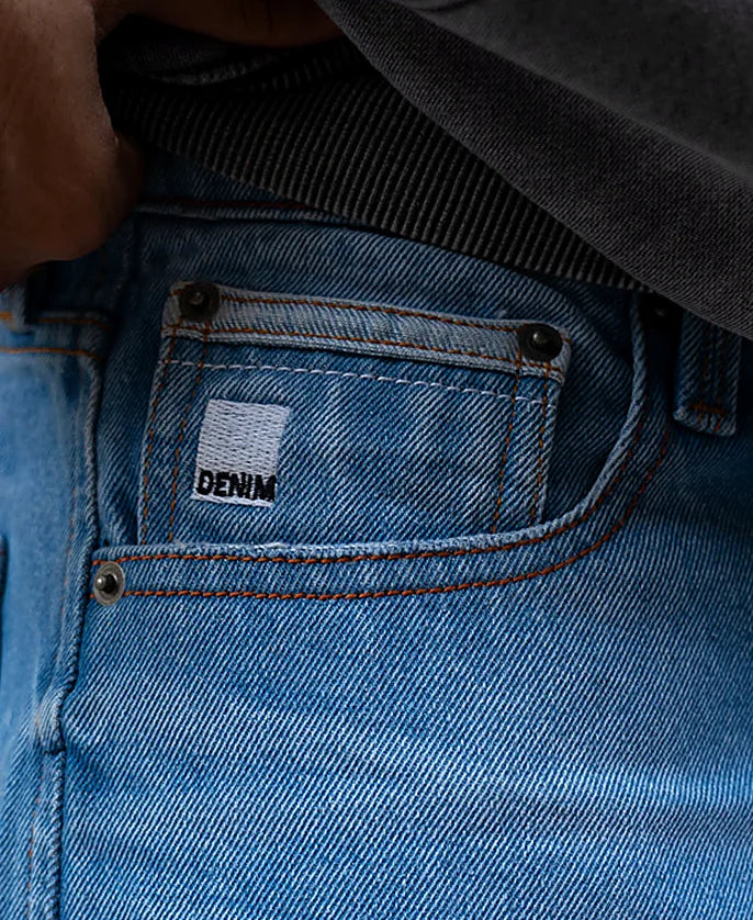 Blue baggy jeans in cotton