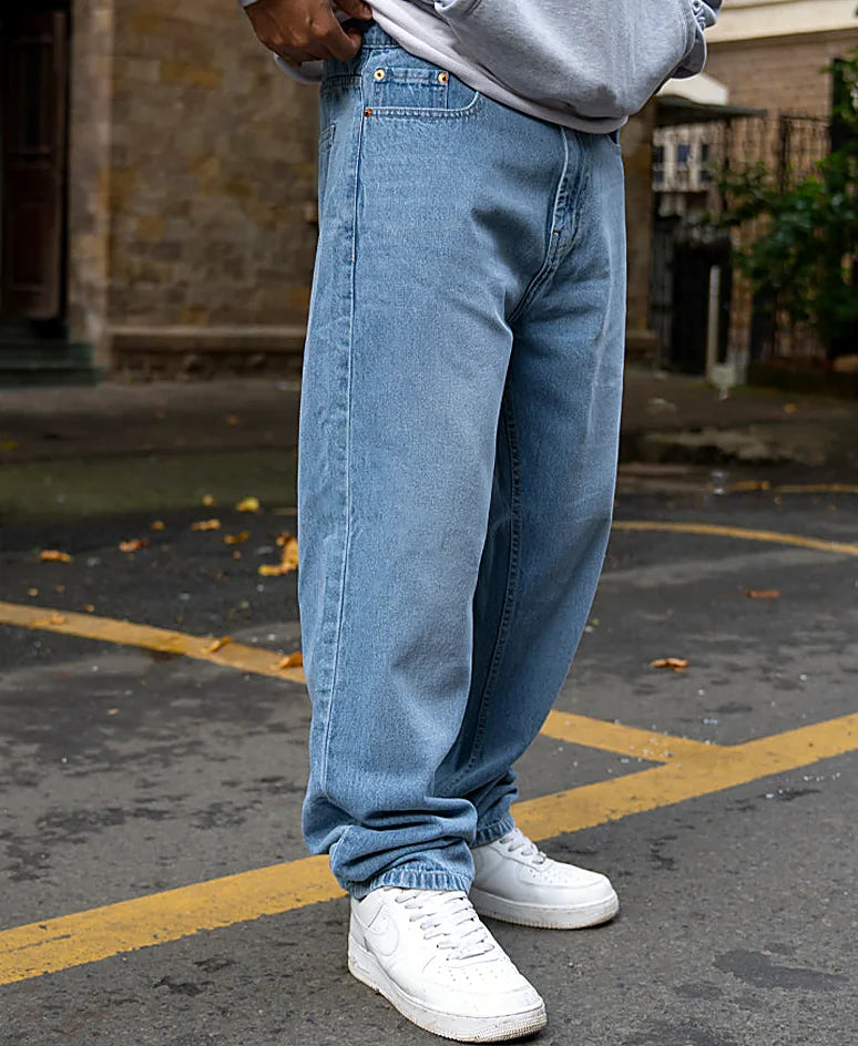 Blue baggy jeans in cotton