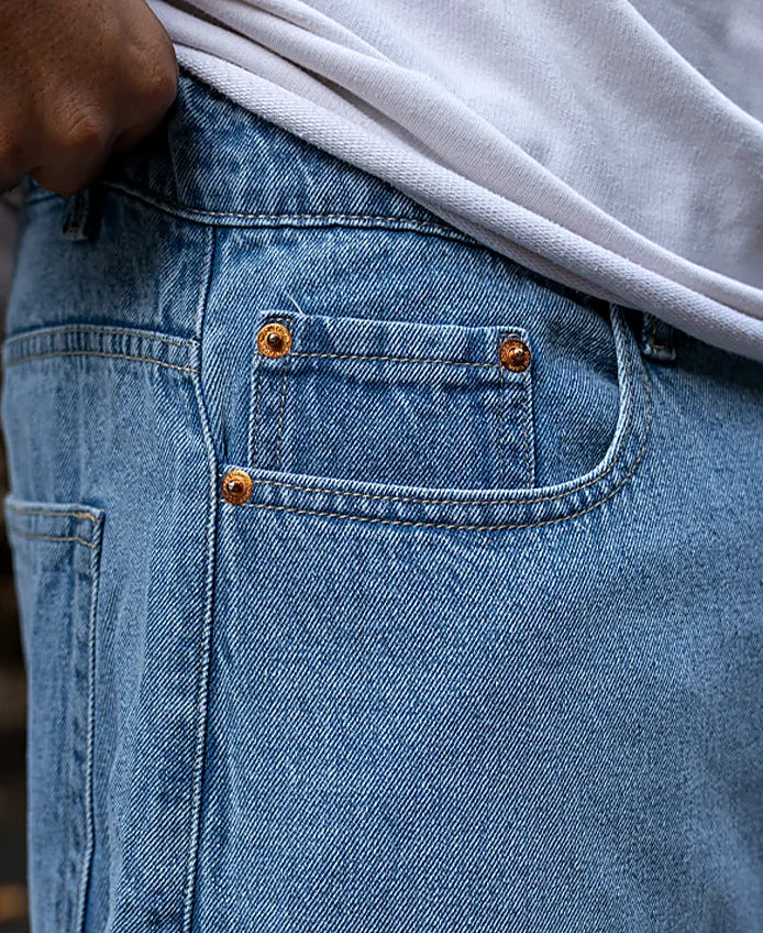 Mid Blue Washed Baggy Jeans
