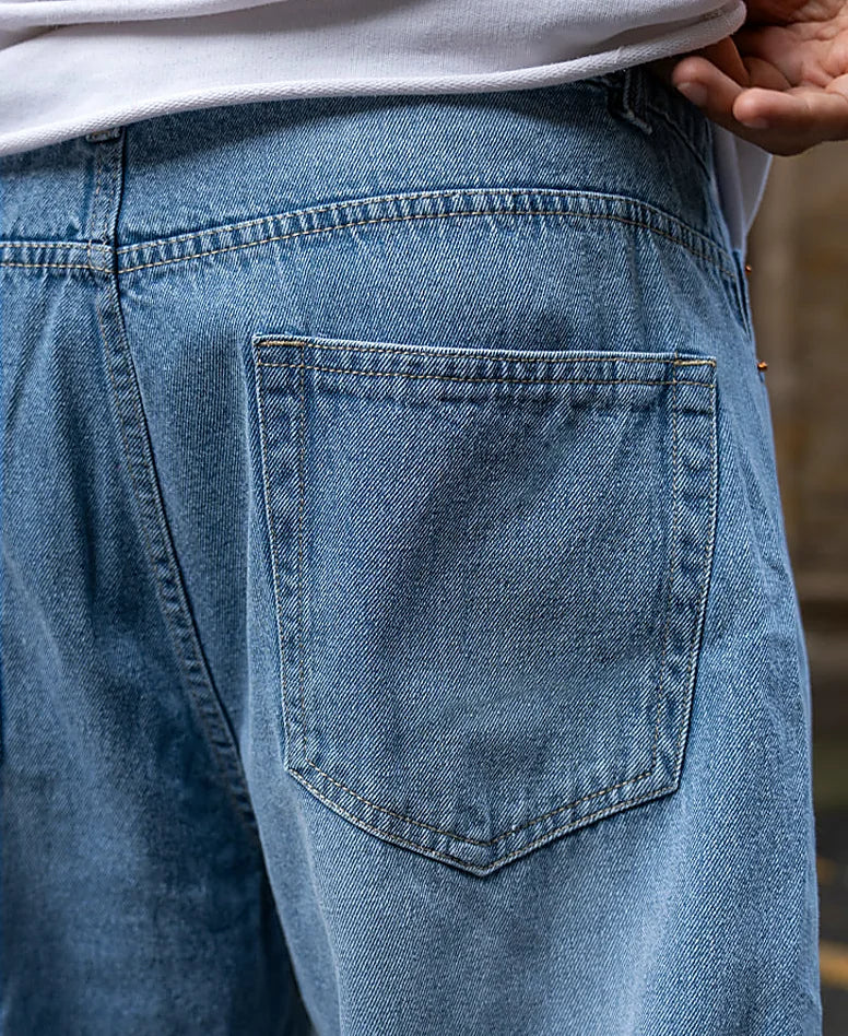 Mid Blue Washed Baggy Jeans