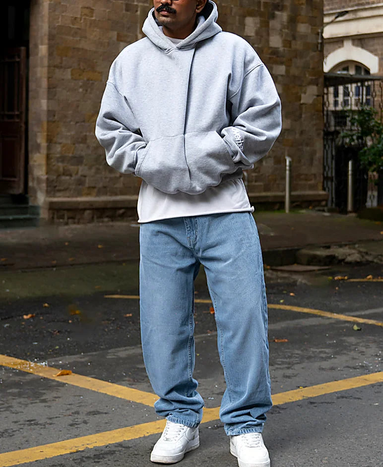 Mid Blue Washed Baggy Jeans