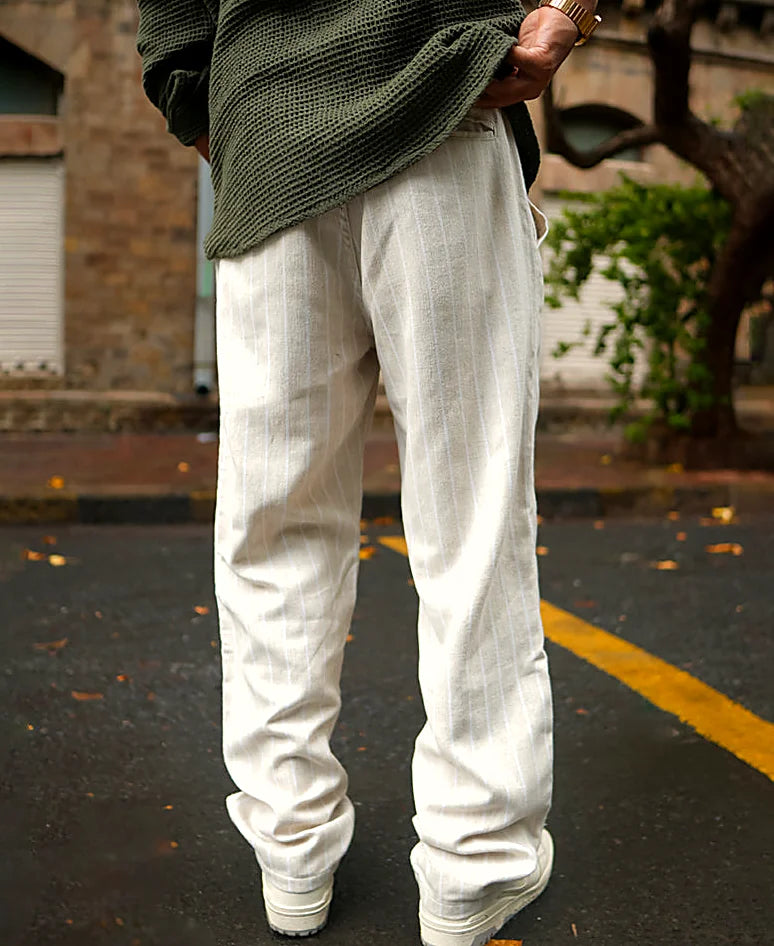 Off White and Beige Baggy Fit Pant