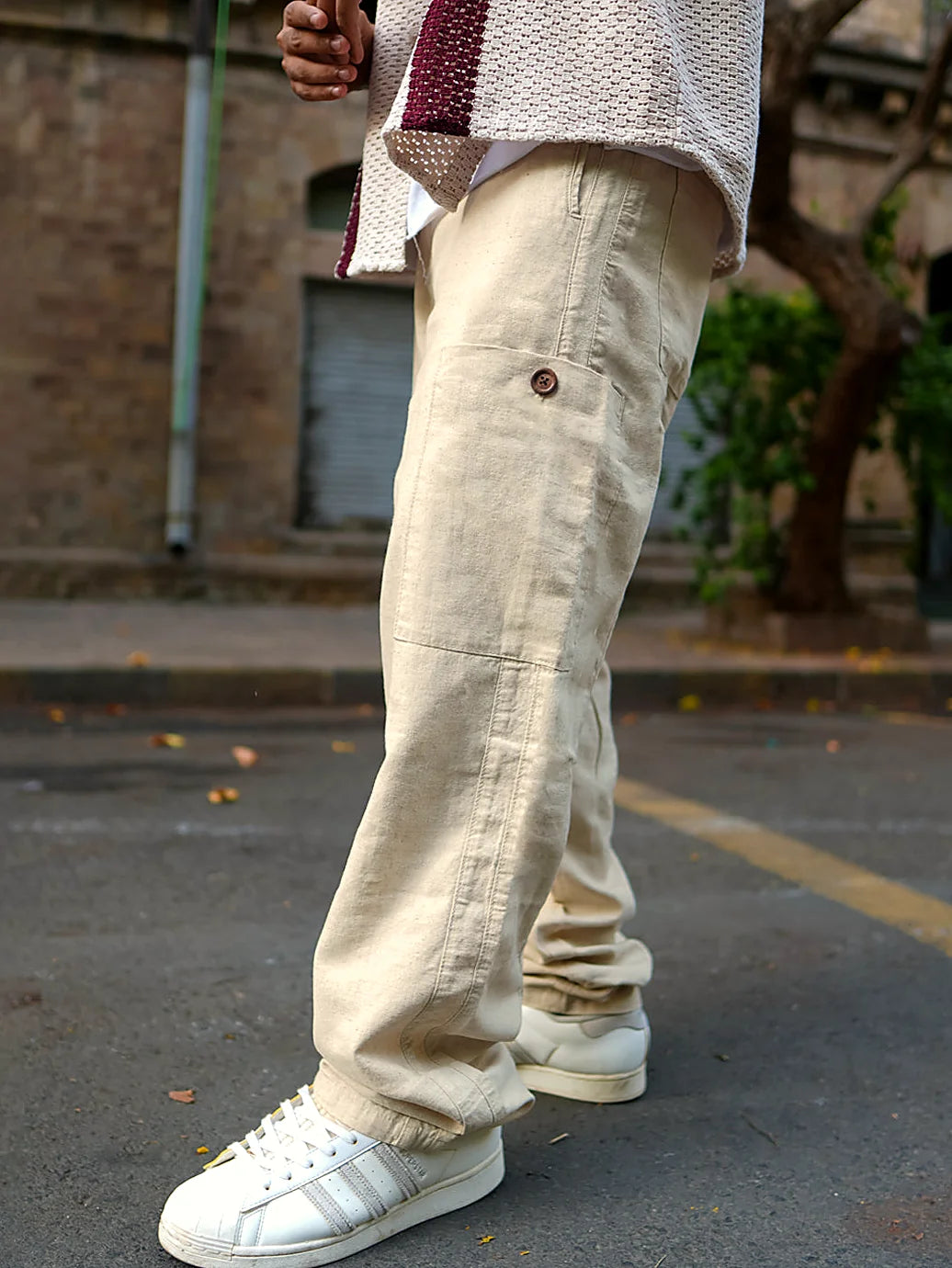 White baggy pants for men