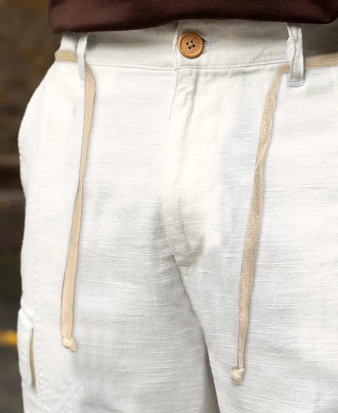 White pants with a relaxed leg