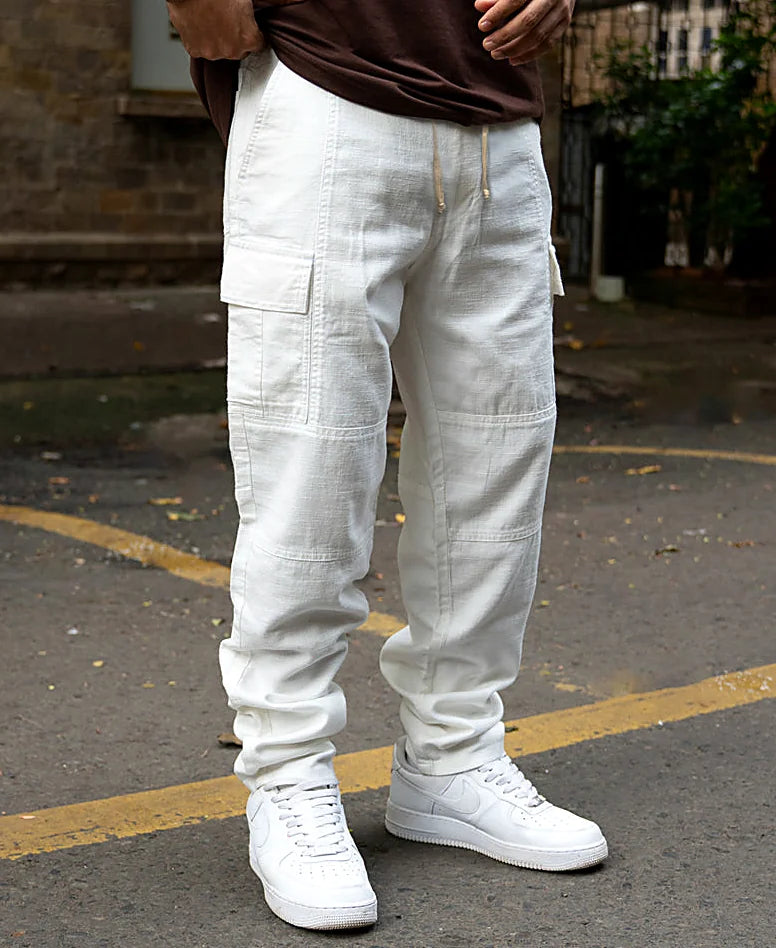 White relaxed pants in cotton