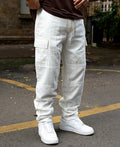 White relaxed pants in cotton