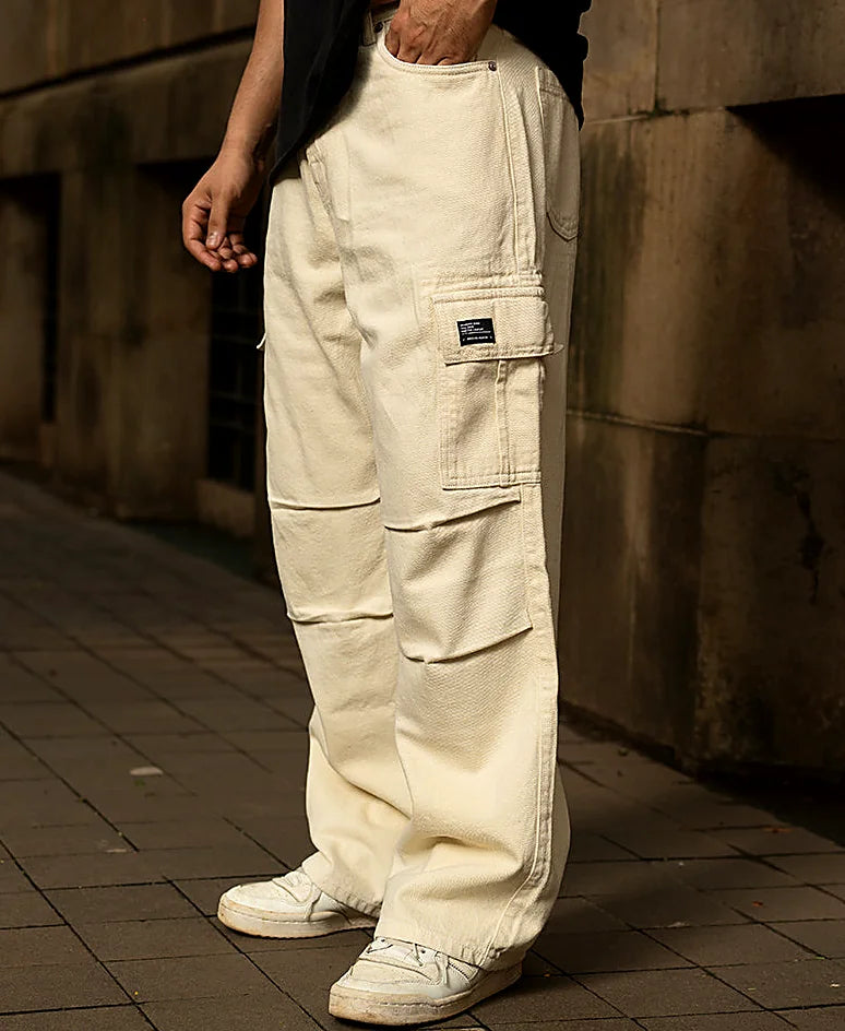 Baggy jeans for men in white
