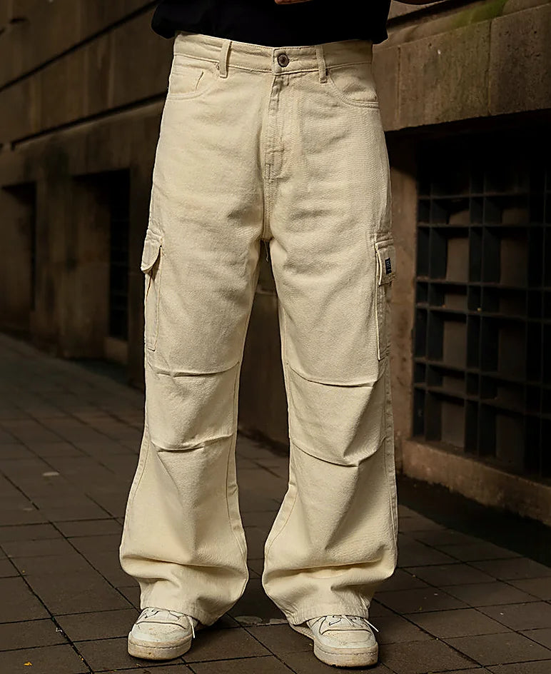White jeans with a baggy leg