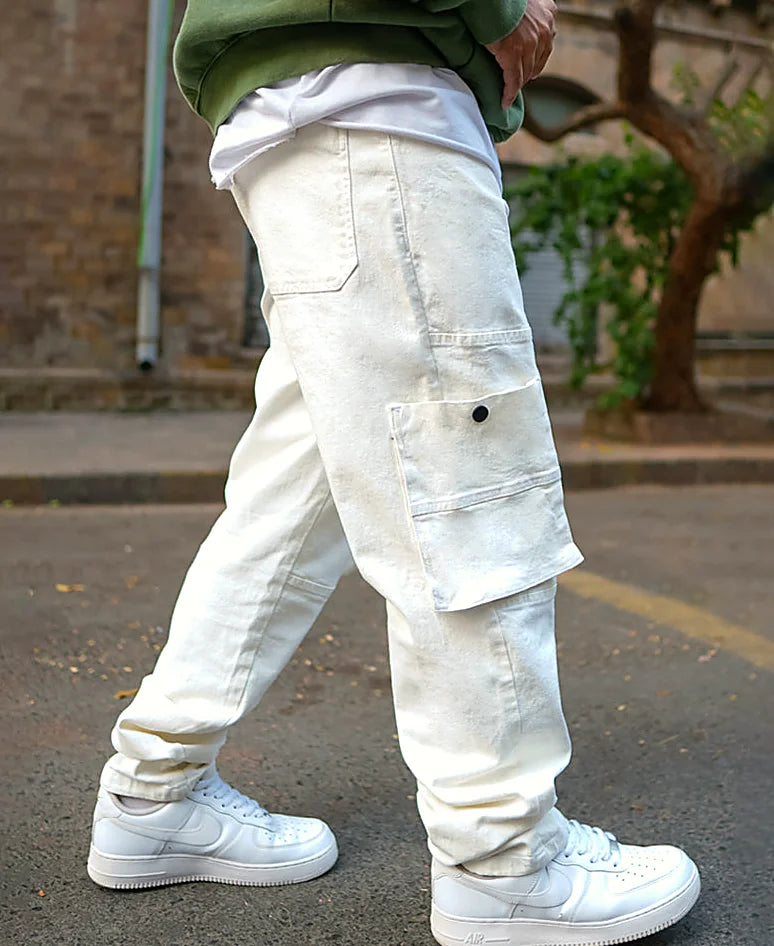 White baggy jeans for men