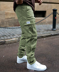 Olive oversized pants in cotton