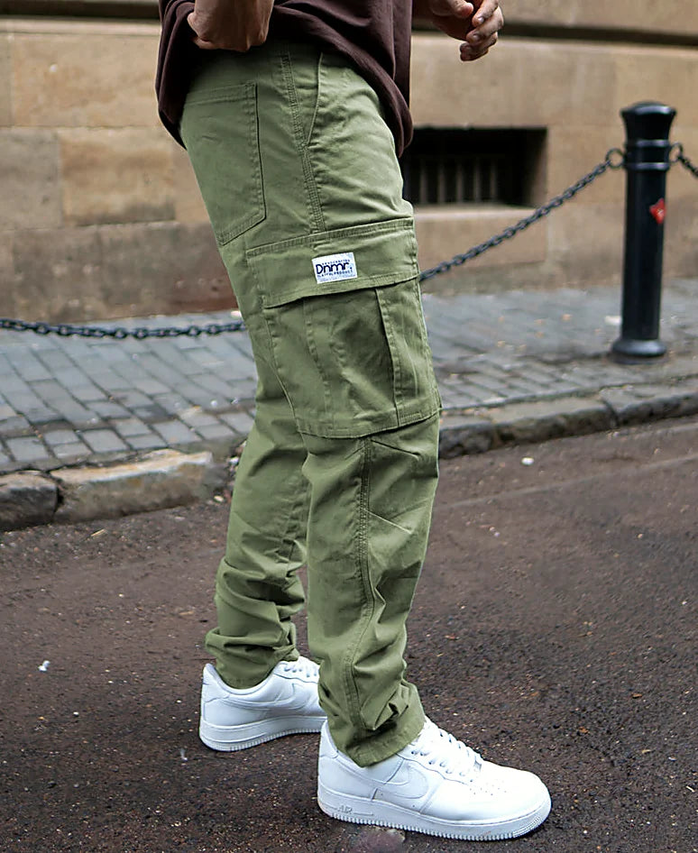 Olive oversized pants in cotton
