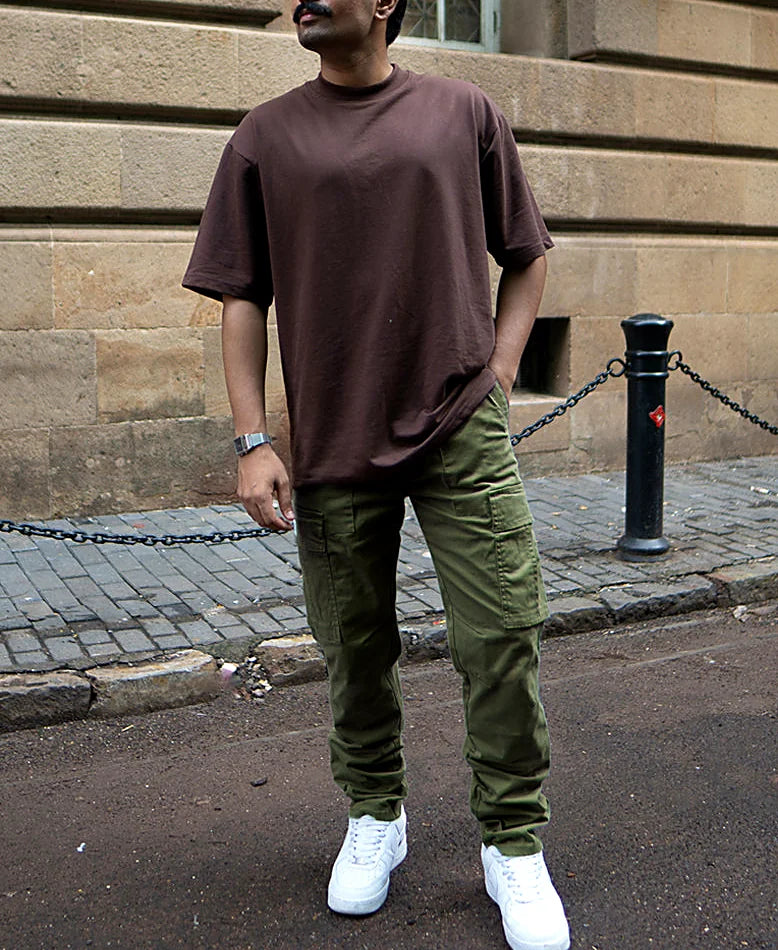 Olive Cotton Cargo Pants