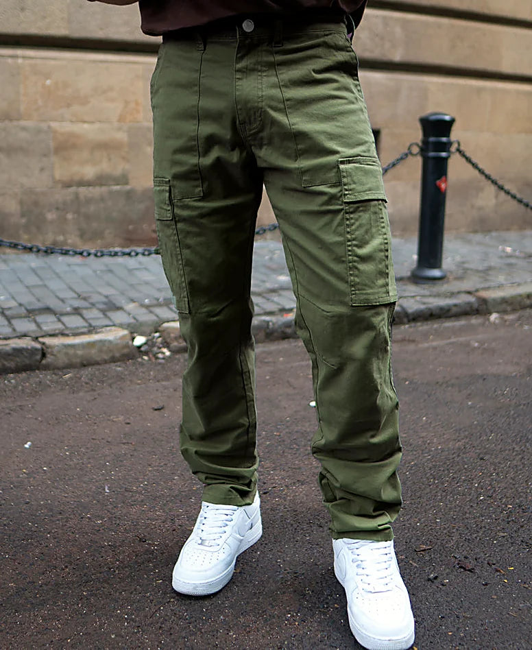Olive relaxed pants for men