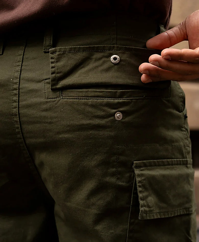 Olive Cotton Cargo Trouser