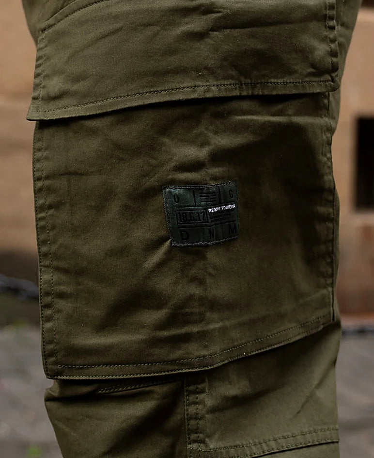 Olive Cotton Cargo Trouser