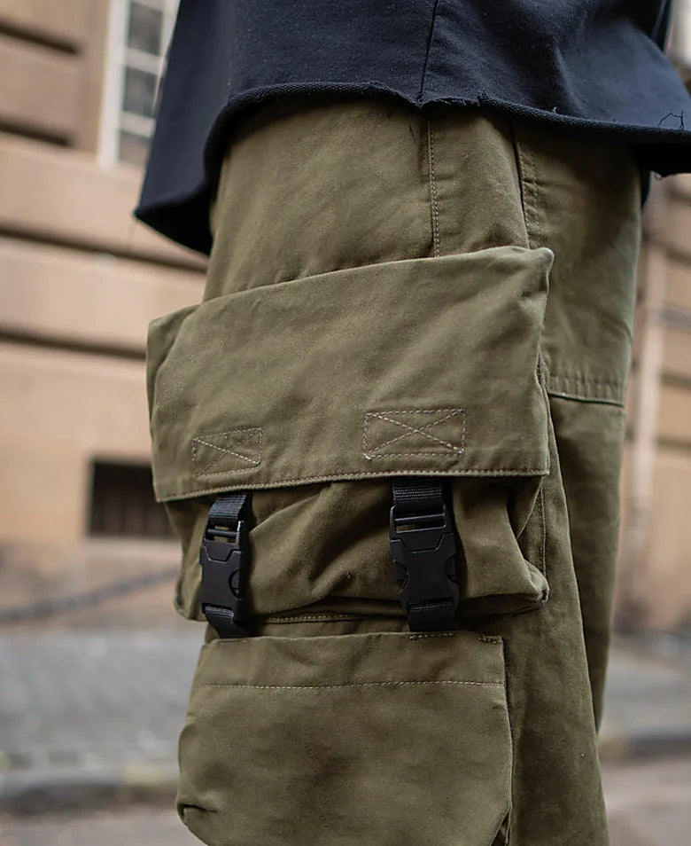 Olive Green Cotton Baggy Fit Cargo Pant