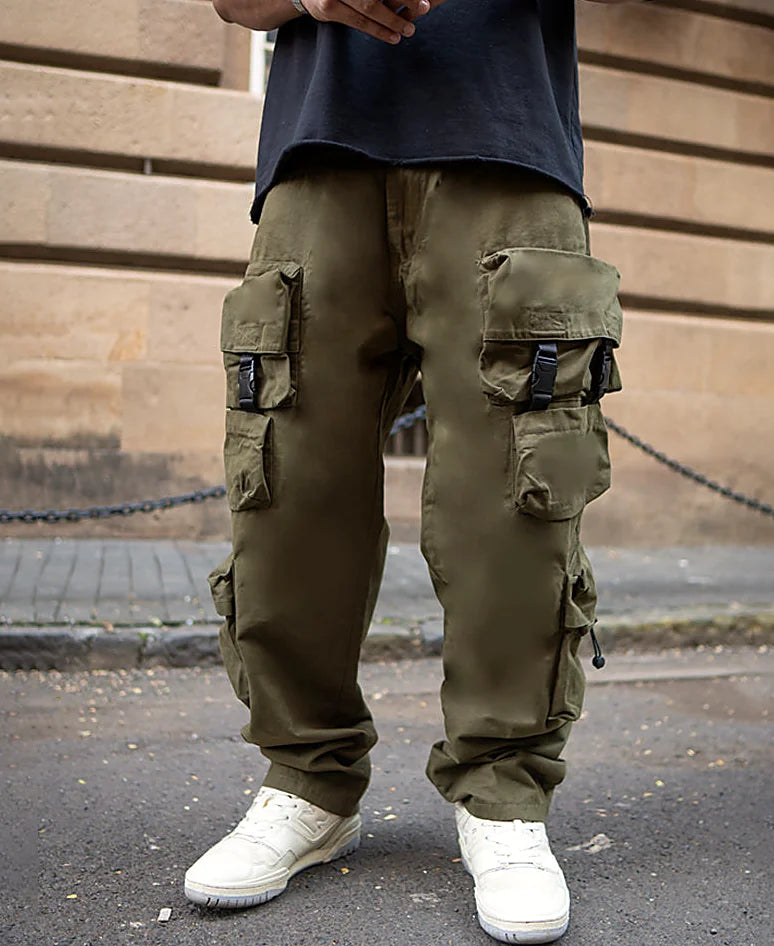 Olive pants with a baggy leg
