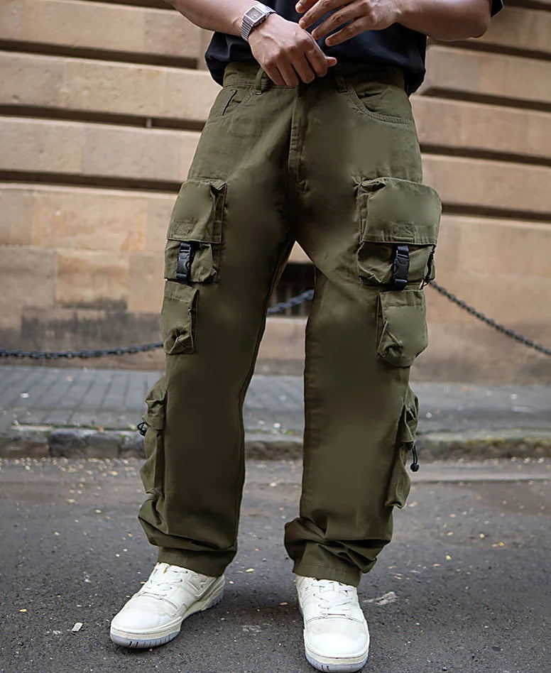 Baggy pants for men in olive