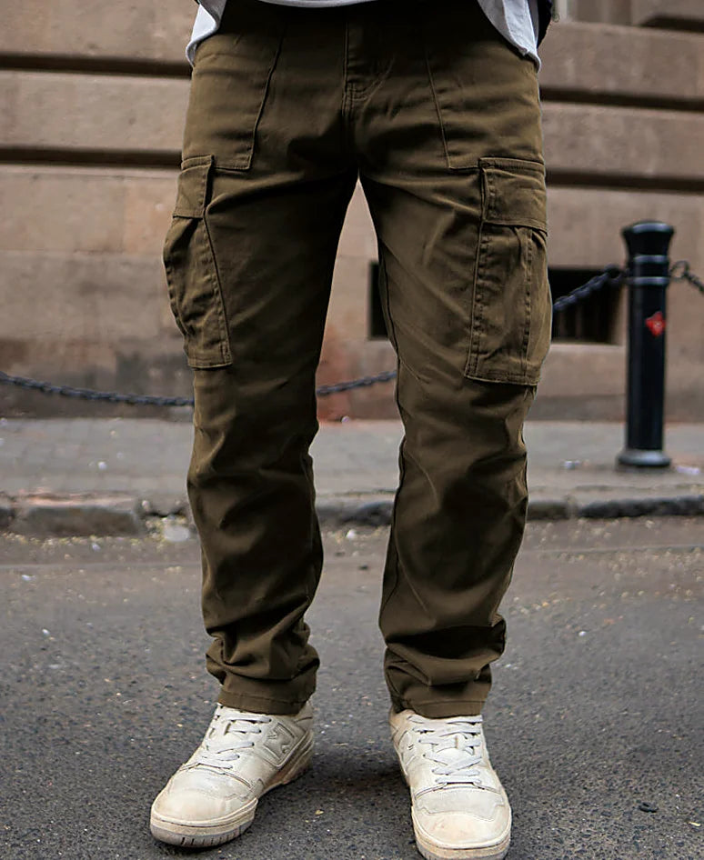 Olive regular pants for men