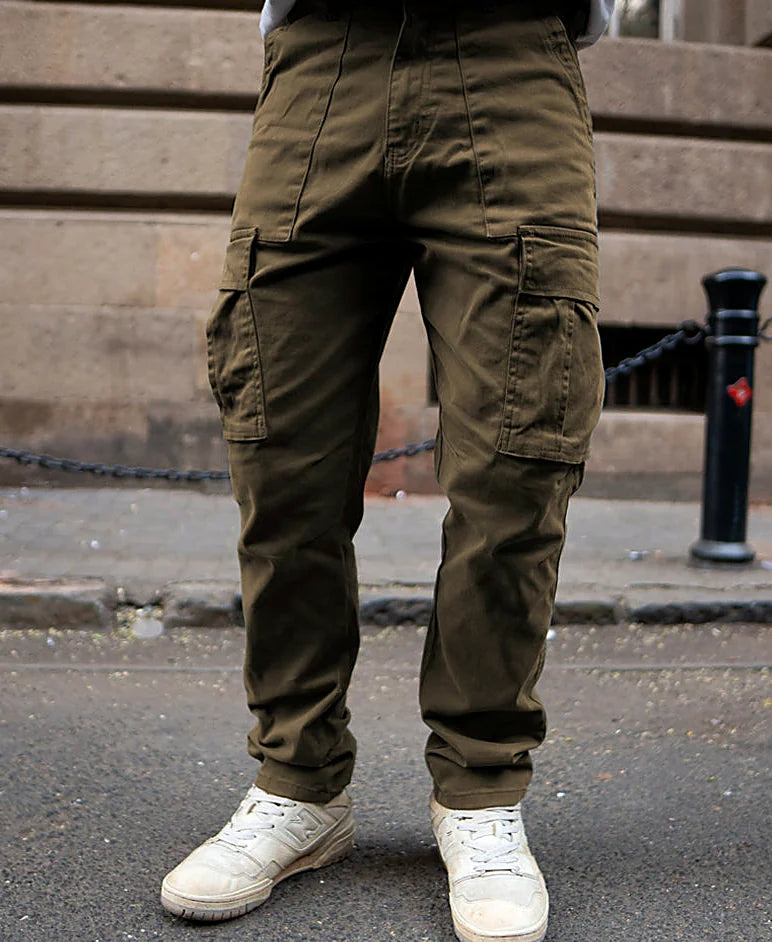 Olive pants with a regular leg