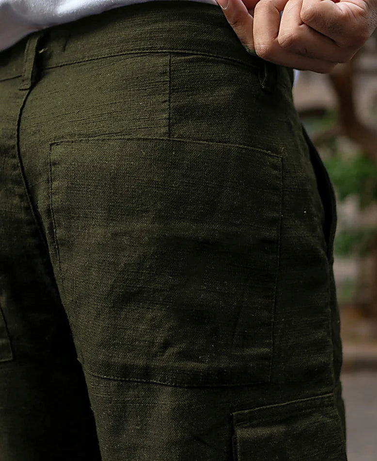 Olive relaxed trousers in cotton