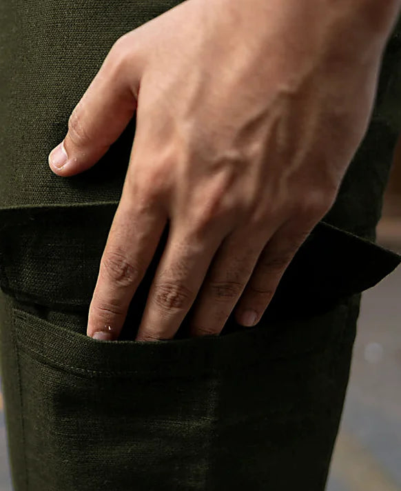 Olive relaxed trousers for men