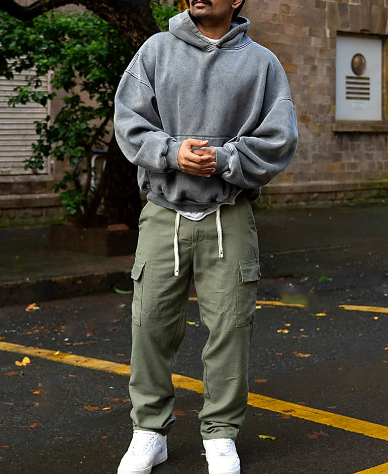 Olive Structured Linen Blend Trouser