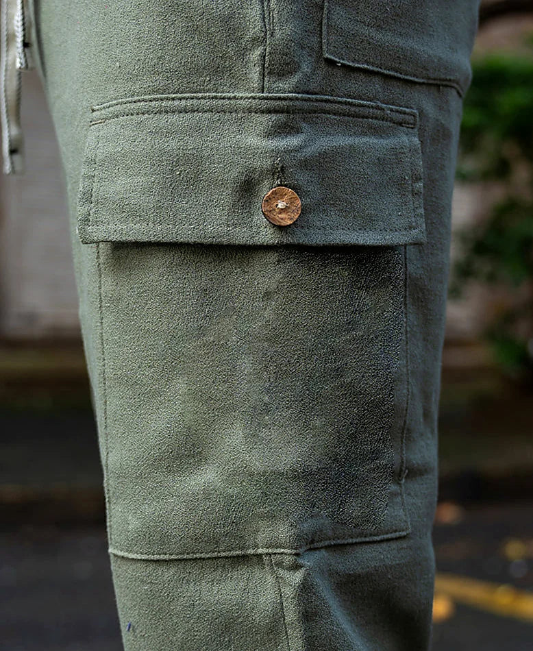 Olive trousers in linen