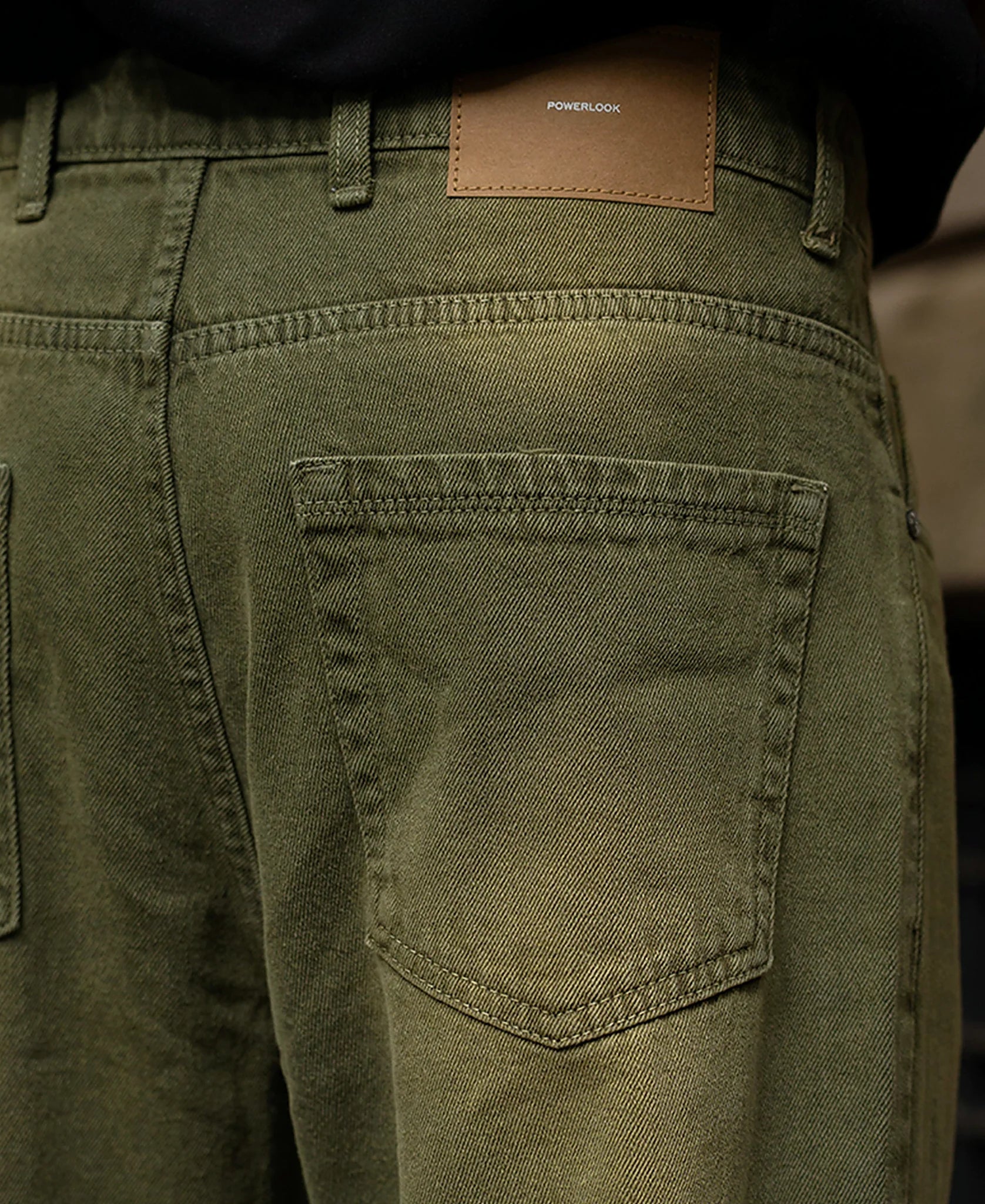 Olive Washed Baggy Jeans