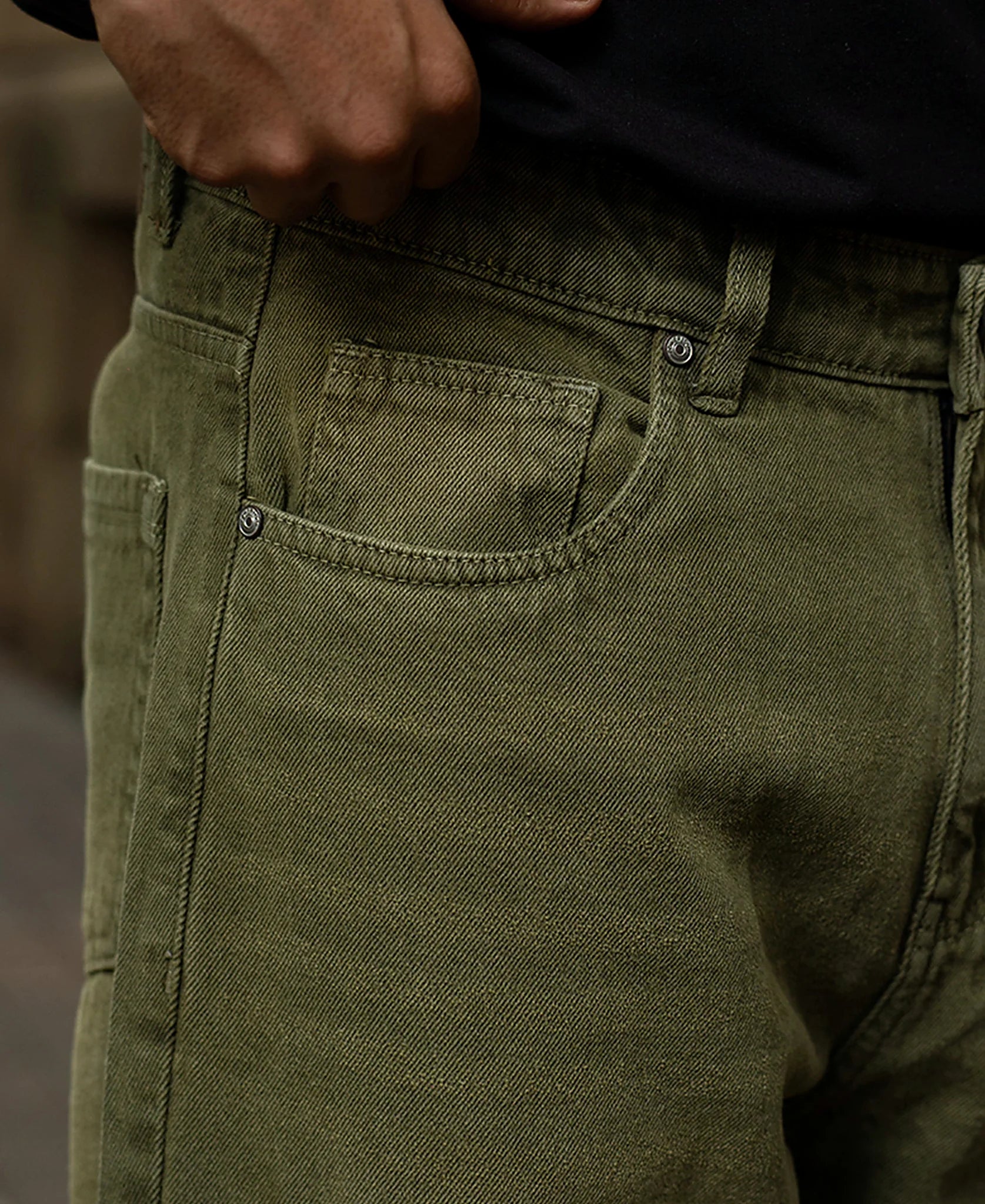 Baggy jeans for men in olive