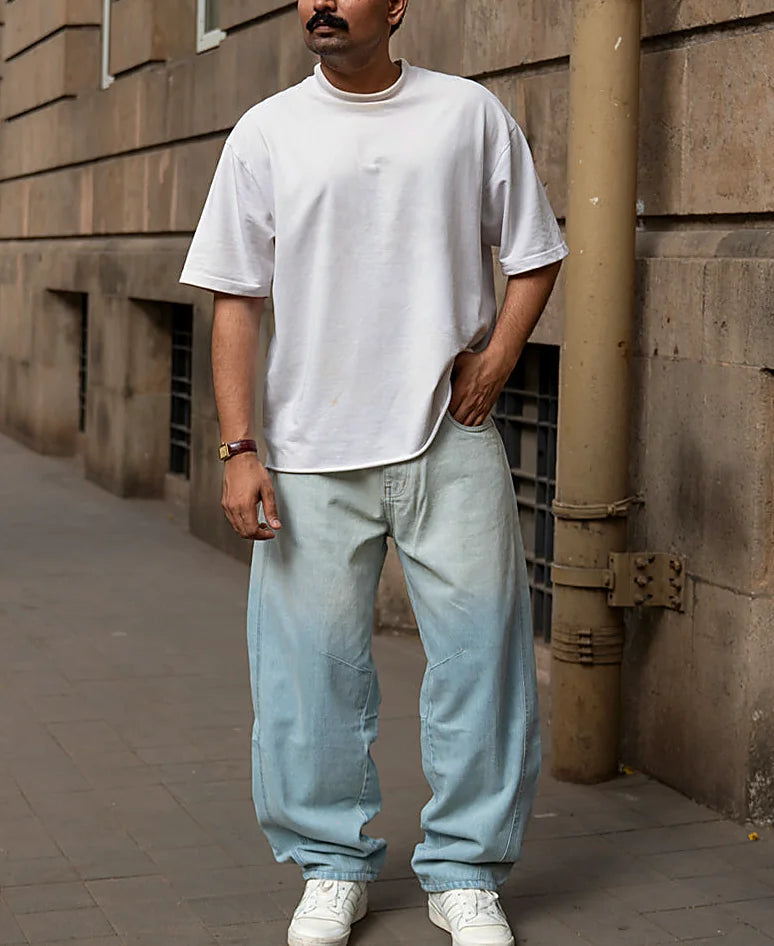 Ombre Blue Barrel Fit Jeans