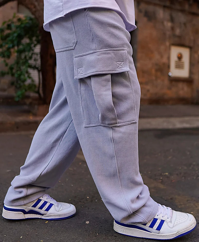 Grey pants with a baggy leg