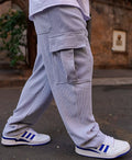 Grey pants with a baggy leg