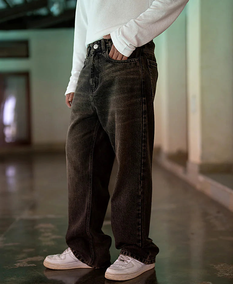 Baggy jeans for men in black