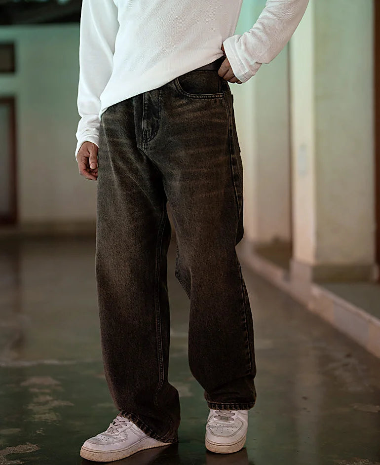 Jeans in black, baggy fit