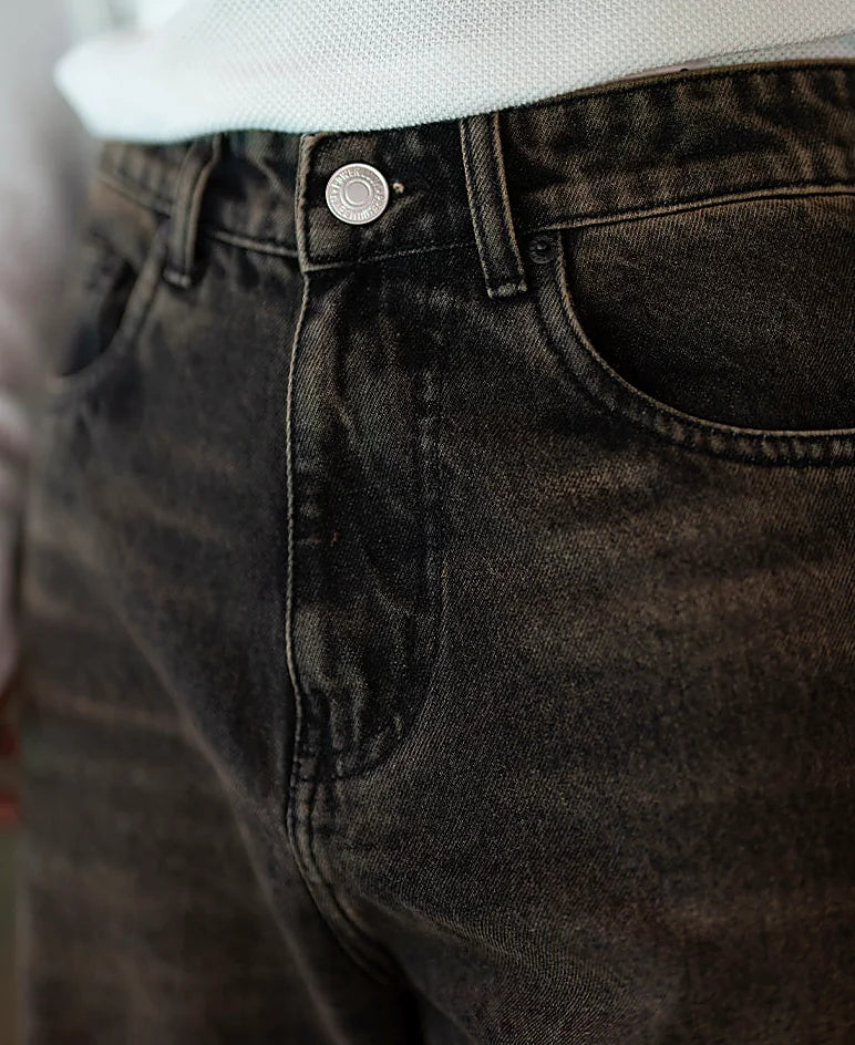 Black jeans with a baggy leg