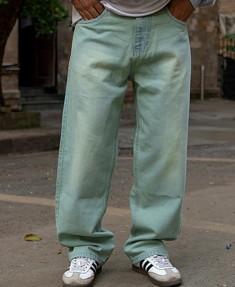 Blue baggy jeans in cotton