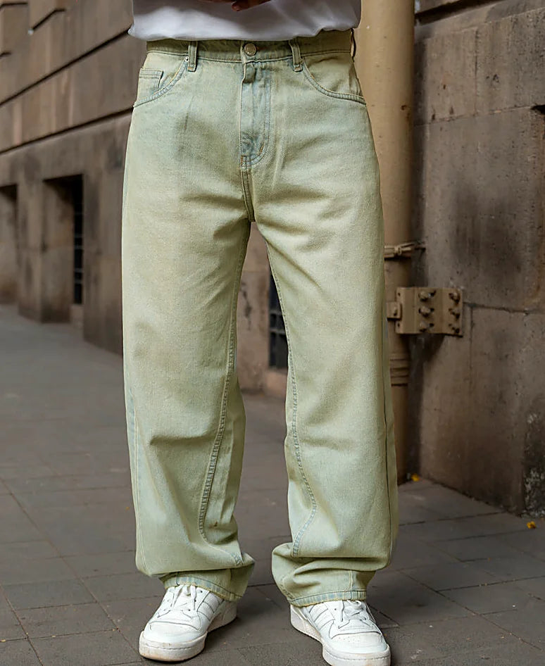 Blue barrel jeans in cotton