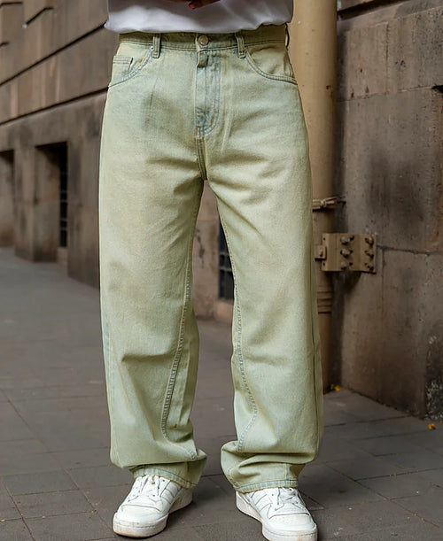 Blue barrel jeans in cotton