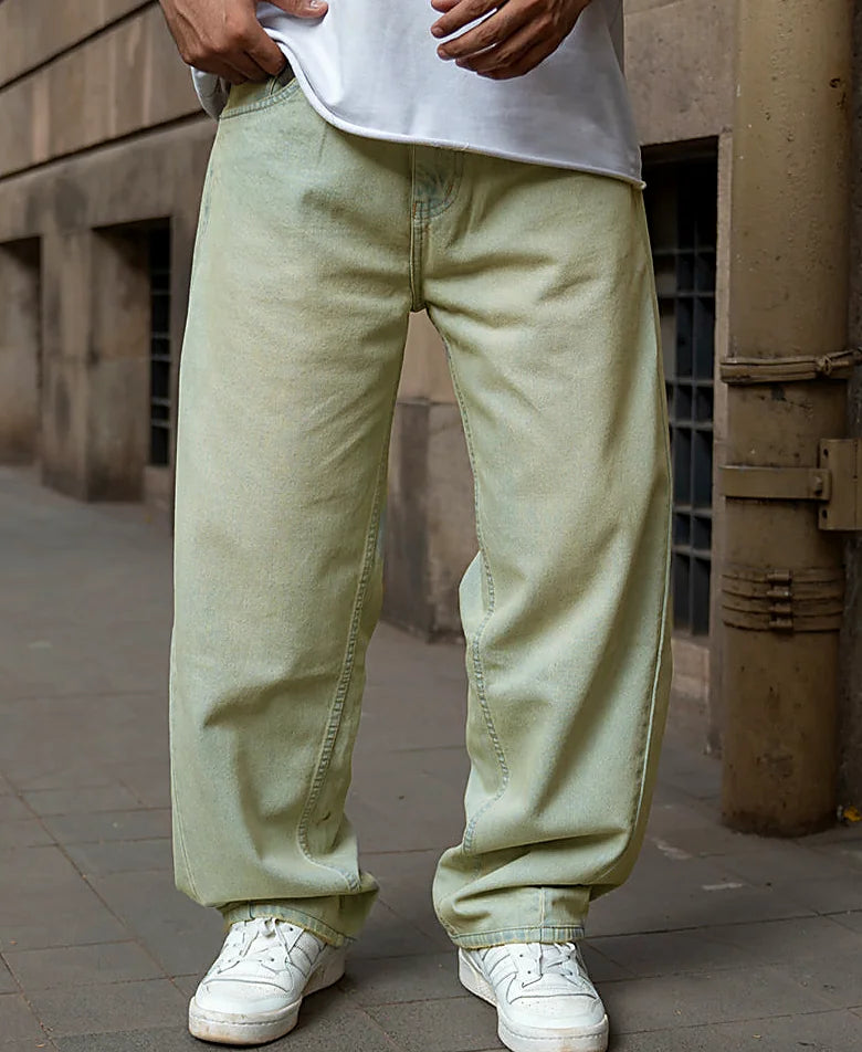 Blue barrel jeans for men