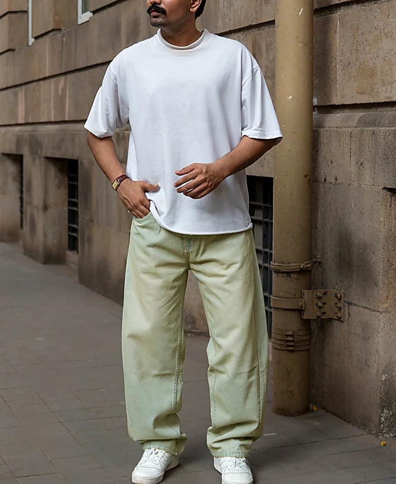 Tinted Blue Barrel Fit Jeans