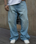 Blue baggy jeans in cotton