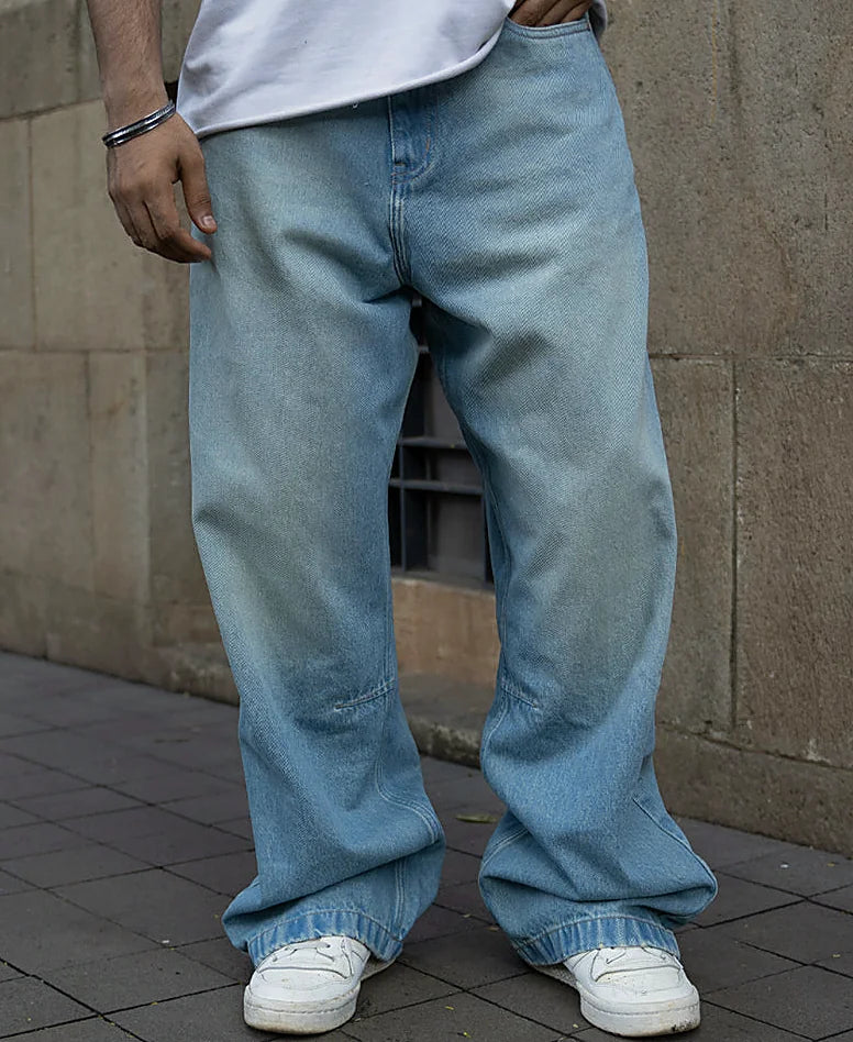Blue baggy jeans in cotton