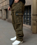 Brown denim with a baggy leg